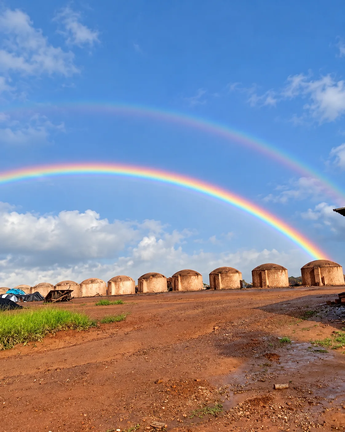 Kilns under a rainbow