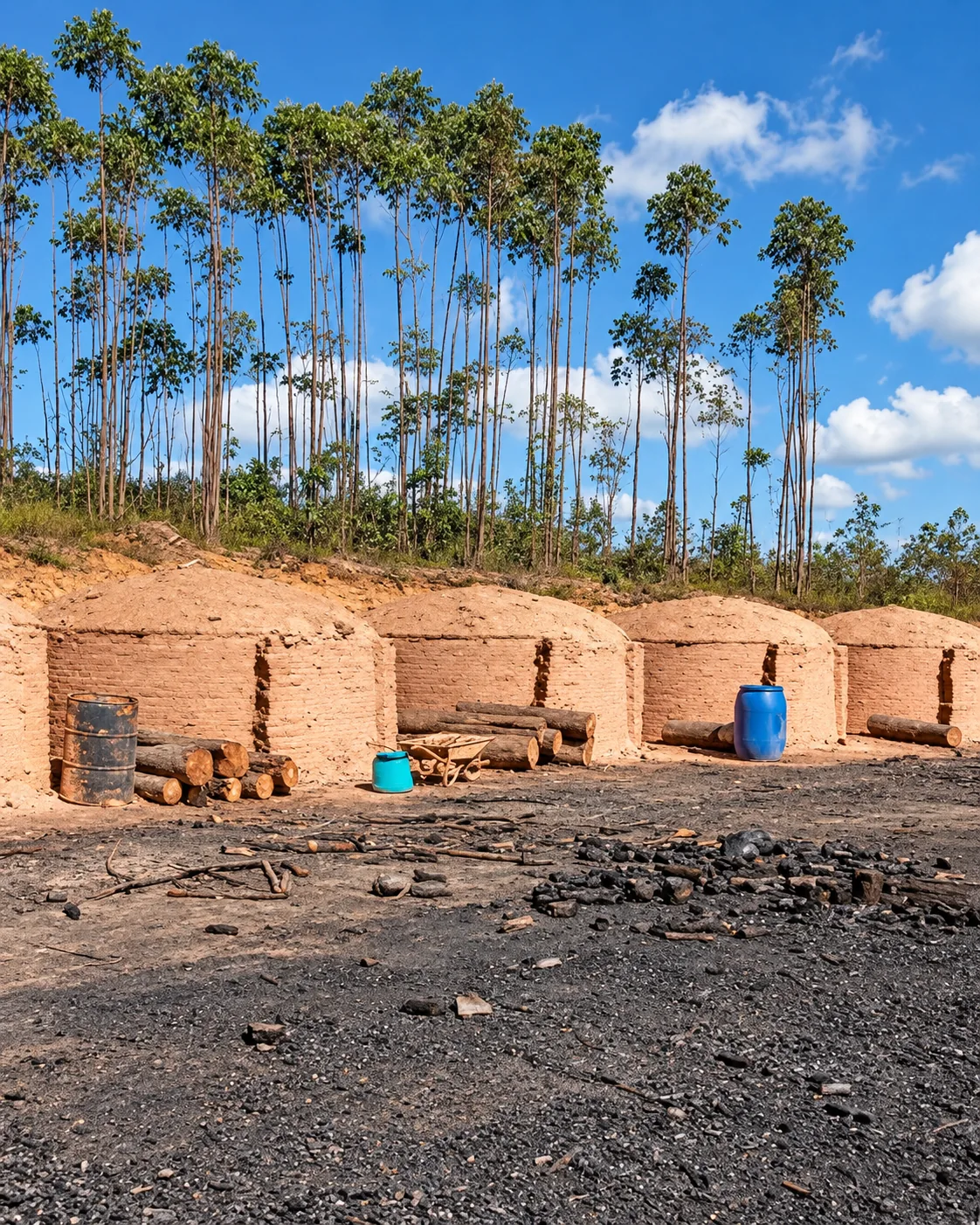 Traditional kilns with eucalyptus trees